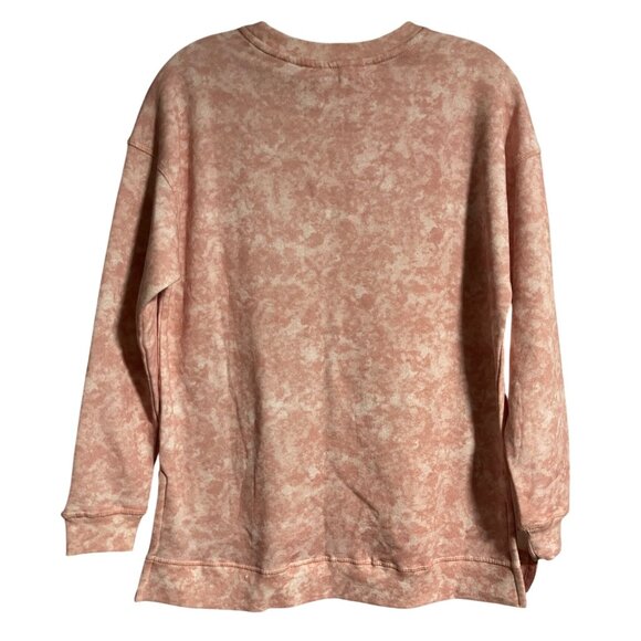 Hippie Rose Pink Acid Wash Oversized Sweatshirt Womens XS Crewneck Side Slits - Picture 2 of 6